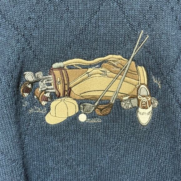 Vintage Pinnacle Golf Crew Neck Sweater Blue Large - Picture 2 of 4